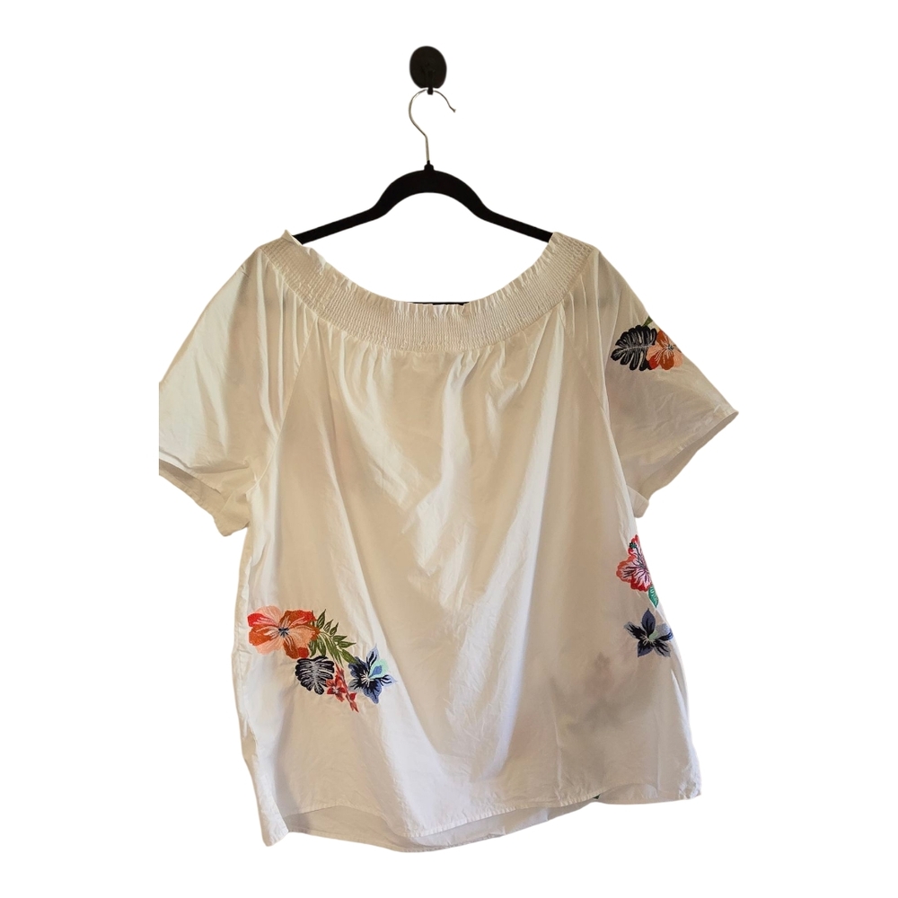 Talbots White Embellished Short Sleeve Blouse - Picture 2 of 5